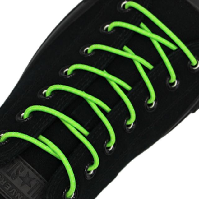 Neon Green White Elastic Shoelace - 30cm Length 3mm Diameter
