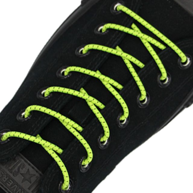 Neon Yellow Black Elastic Shoelace - 30cm Length 3mm Diameter