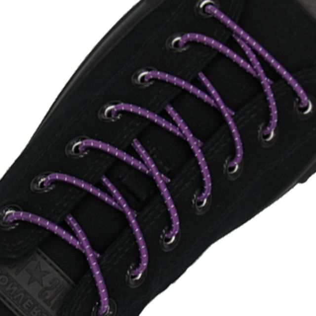 Purple White Elastic Shoelace - 30cm Length 3mm Diameter