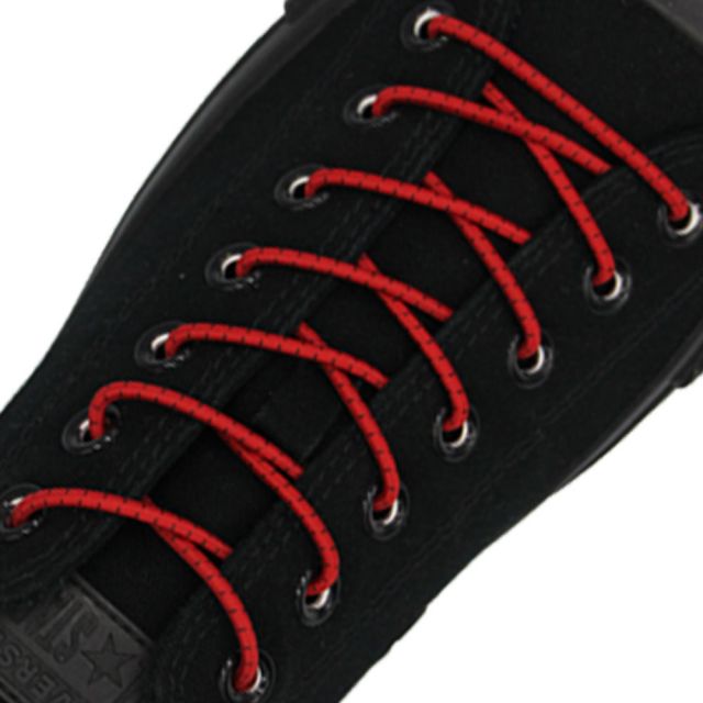 Red Black Elastic Shoelace - 30cm Length 3mm Diameter