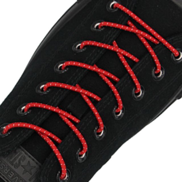 Red White Elastic Shoelace - 30cm Length 3mm Diameter