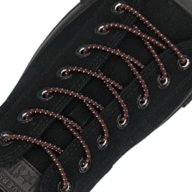 Reflective Brown Grey Elastic Shoelace - 30cm Length 3mm Diameter