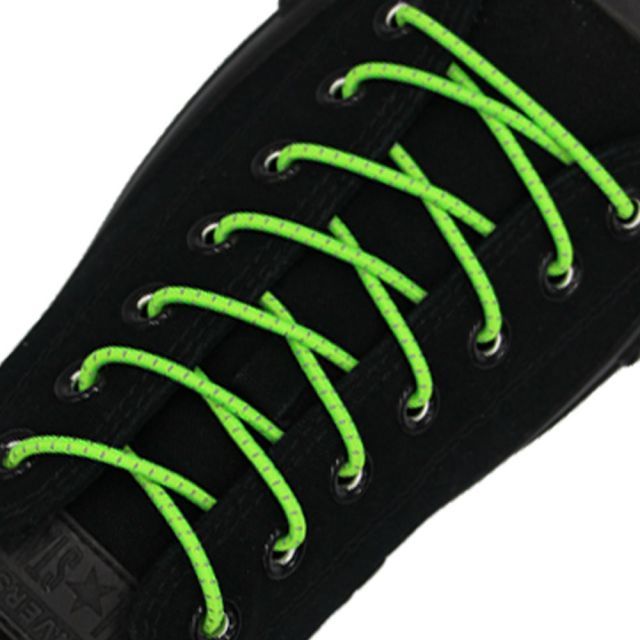 Reflective Neon Green Grey Elastic Shoelace - 30cm Length 3mm Diameter