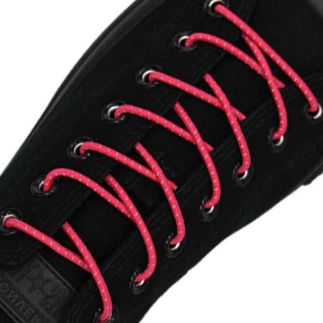 Reflective Pink Grey Elastic Shoelace - 30cm Length 3mm Diameter