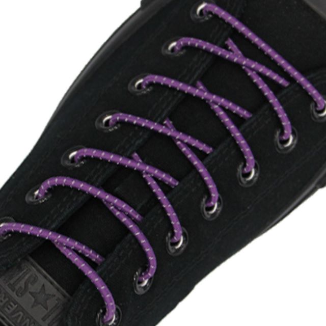 Reflective Purple Grey Elastic Shoelace - 30cm Length 3mm Diameter
