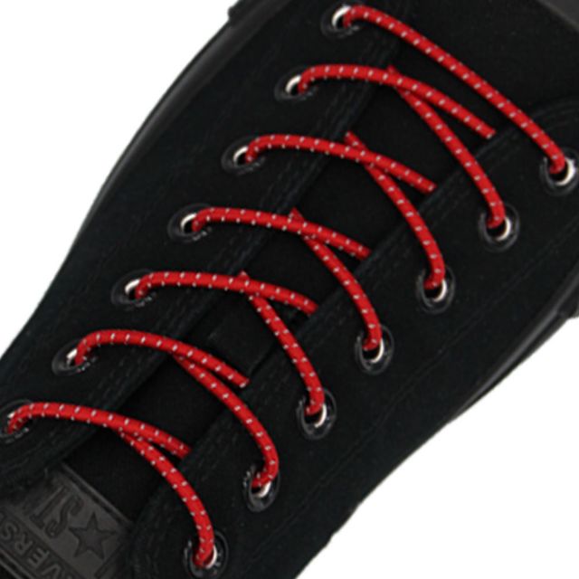 Reflective Red Grey Elastic Shoelace - 30cm Length 3mm Diameter