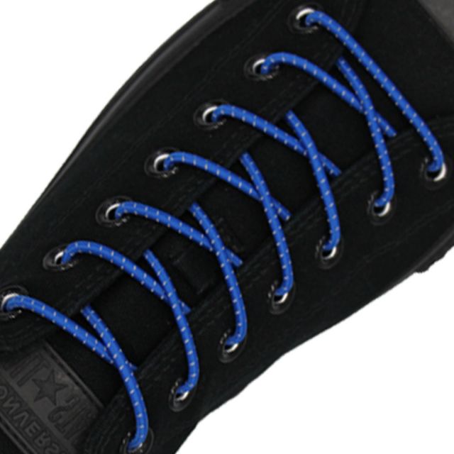 Reflective Royal Blue Grey Elastic Shoelace - 30cm Length 3mm Diameter