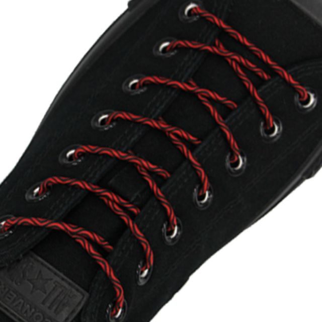 Wave Black Red Elastic Shoelace - 30cm Length 3mm Diameter
