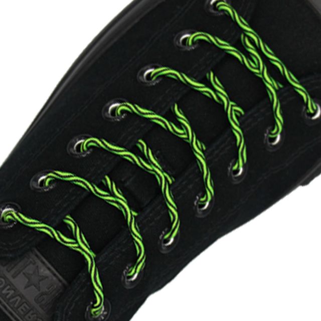 Wave Green Black Elastic Shoelace - 30cm Length 3mm Diameter