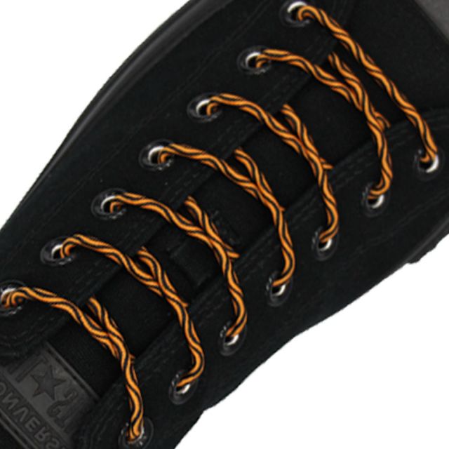 Wave Black Orange Elastic Shoelace - 30cm Length 3mm Diameter