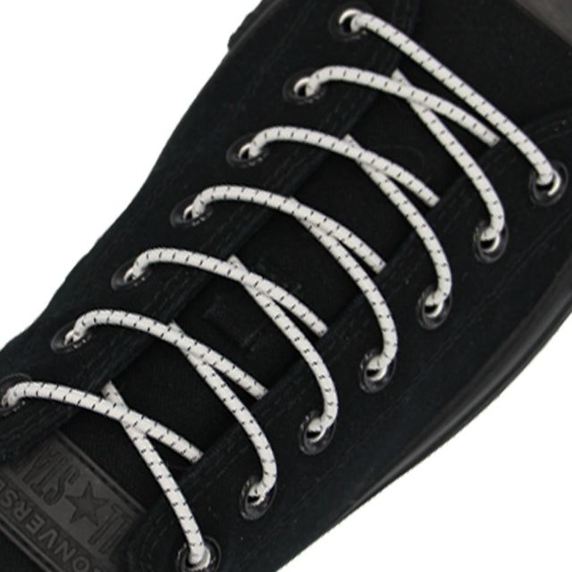 White Black Elastic Shoelace - 30cm Length 3mm Diameter