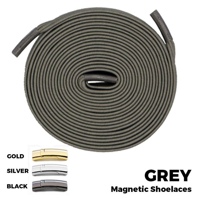Grey Magnetic Shoelace Lock Flat Elastic No Tie Laces