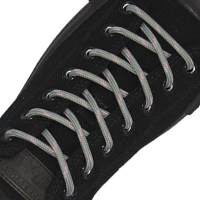 Grey with Pink Spots - Round Spotted Shoelace - Length 120cm Ø4mm