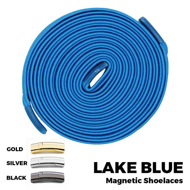 Lake Blue Magnetic Shoelace Lock Flat Elastic No-Tie Laces