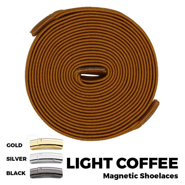 Light Coffee Magnetic Shoelace Lock Flat Elastic No Tie Laces