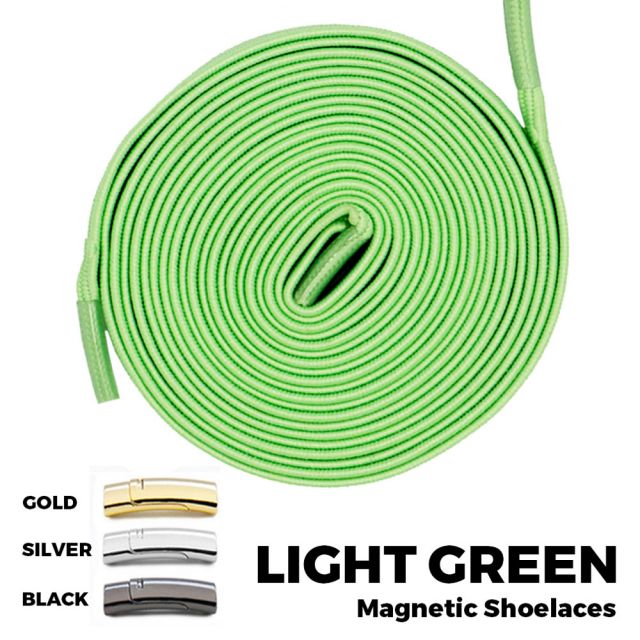 Light Green Magnetic Shoelace Lock Flat Elastic No Tie Laces