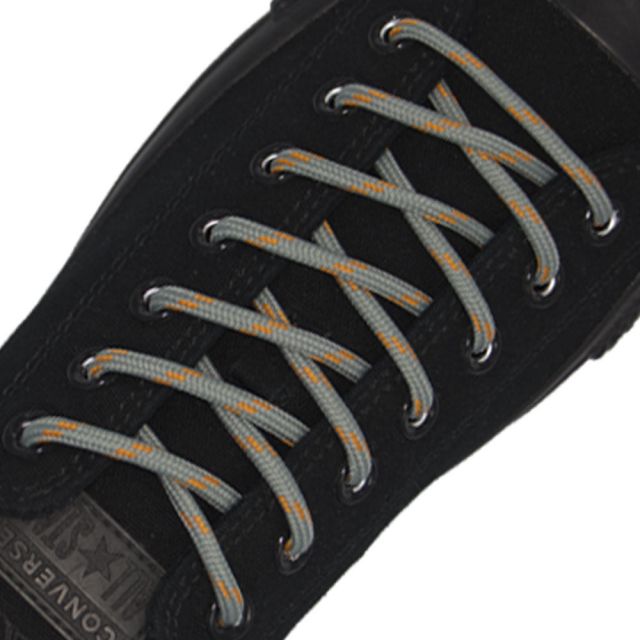 Grey with Orange Spots - Round Spotted Shoelace - Length 120cm Ø4mm