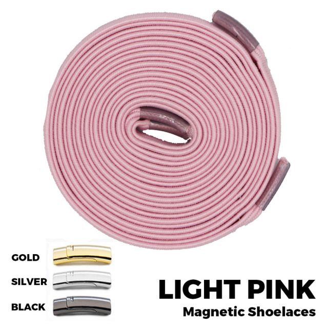 Light Pink Magnetic Shoelace Lock Flat Elastic No Tie Laces