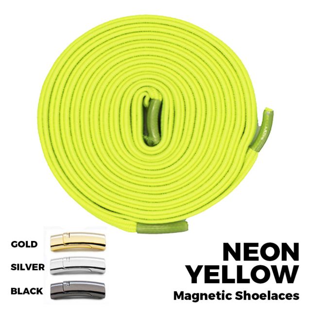 Neon Yellow Magnetic Shoelace Lock Flat Elastic No Tie Laces