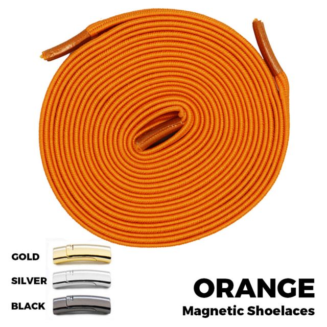 Orange Magnetic Shoelace Lock Flat Elastic No Tie Laces