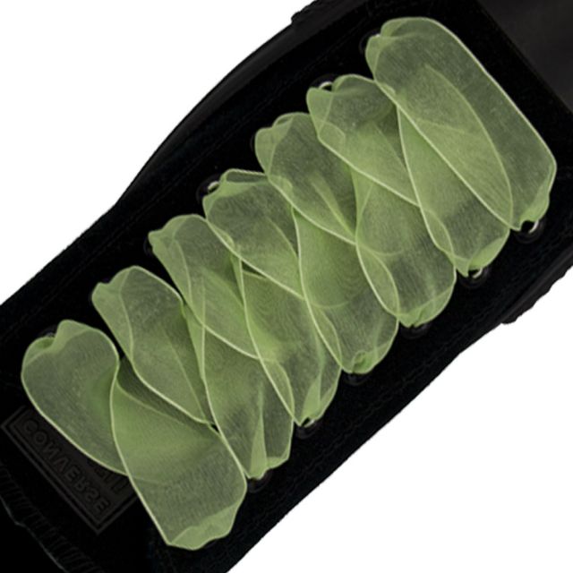 Fluro Light Green Organza Shoelaces