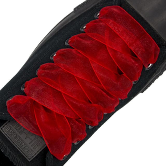 Organza Shoelaces - Red 120cm Length 2.5cm Width Flat