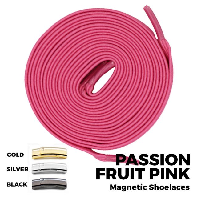 Passion Fruit Pink Magnetic Shoelace Lock Flat Elastic No Tie Laces