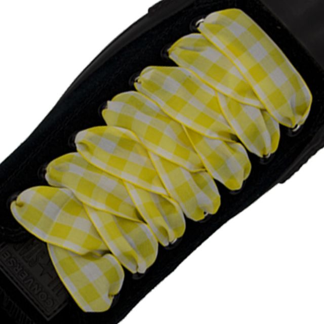 Plaid Shoelace Checkered Large - Yellow Flat Length 120cm Width 2.5cm