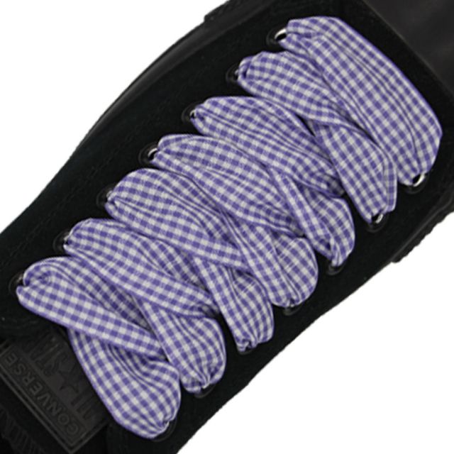 Plaid Shoelace Checkered Medium - Purple Flat Length 120cm Width 2.5cm