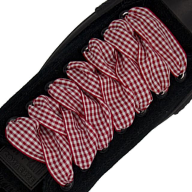 Plaid Shoelace Checkered Medium - Red Flat Length 120cm Width 2.5cm