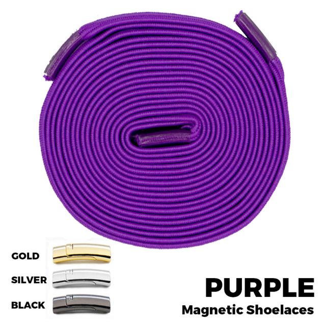 Purple Magnetic Shoelace Lock Flat Elastic No Tie Laces