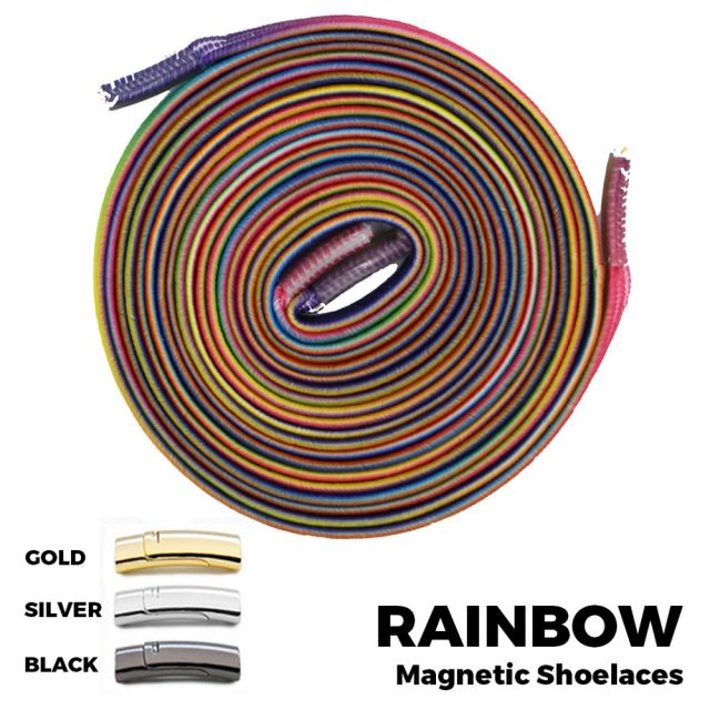 Rainbow Magnetic Shoelace Lock Flat Elastic No Tie Laces