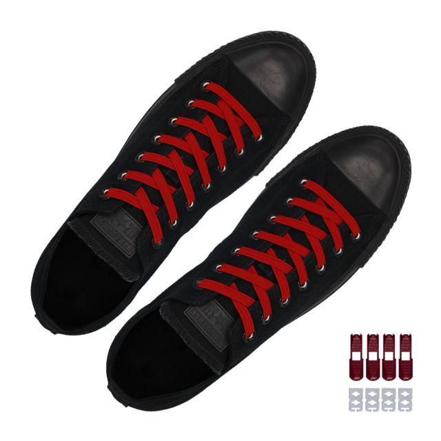 Coolnice Flat Elastic No Tie Shoelaces - Red