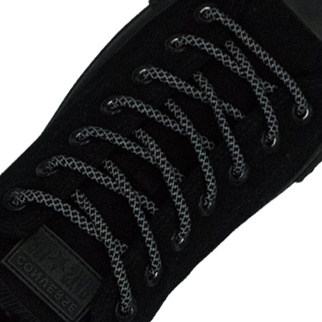 Reflective Shoelaces Round Black 160 cm - Ø5mm Cross