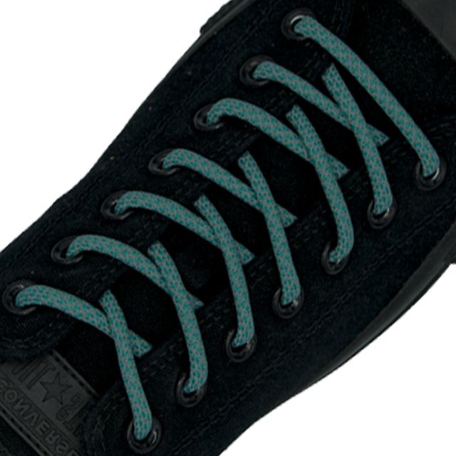 Reflective Shoelaces Round Dark Aqua 100 cm - Ø5mm Cross