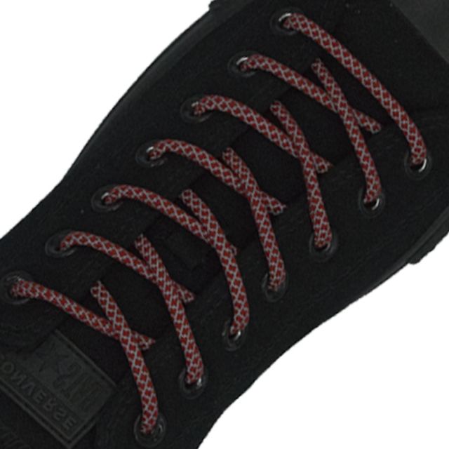 Reflective Shoelaces Round Dark Red 100 cm - Ø5mm Cross