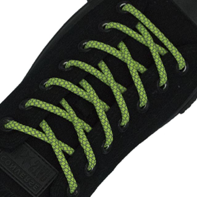 Reflective Shoelaces Round Fluro Green 100 cm - Ø5mm Cross