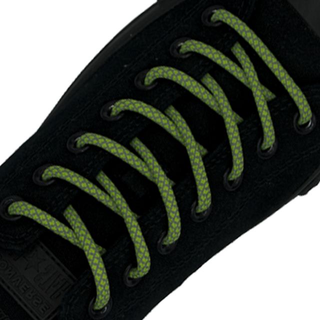 Reflective Shoelaces Round Green 100 cm - Ø5mm Cross