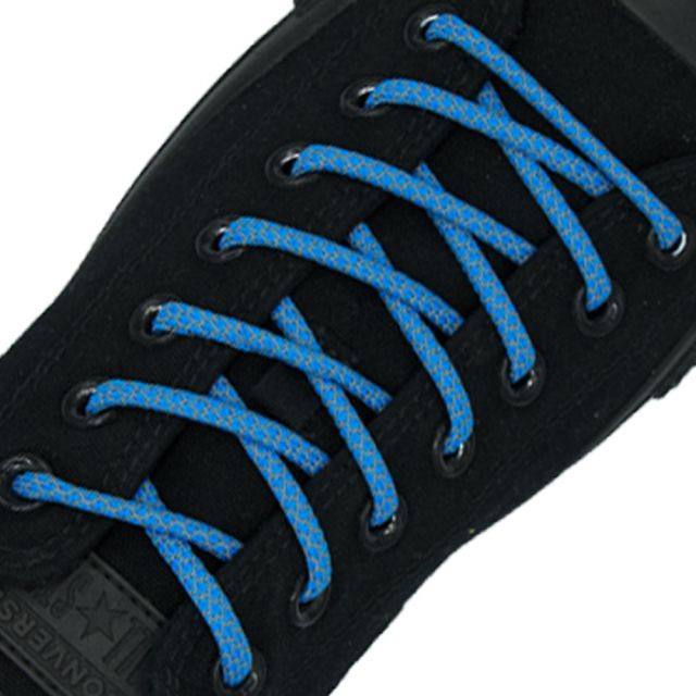 Reflective Shoelaces Round Light Blue 100 cm - Ø5mm Cross