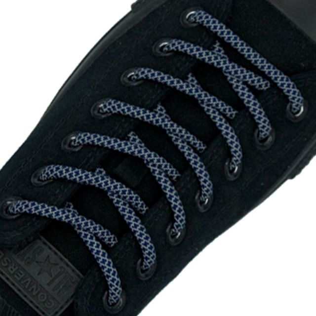 Reflective Shoelaces Round Navy Blue 160 cm - Ø5mm Cross