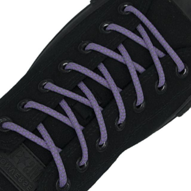 Reflective Shoelaces Round Purple 160 cm - Ø5mm Cross