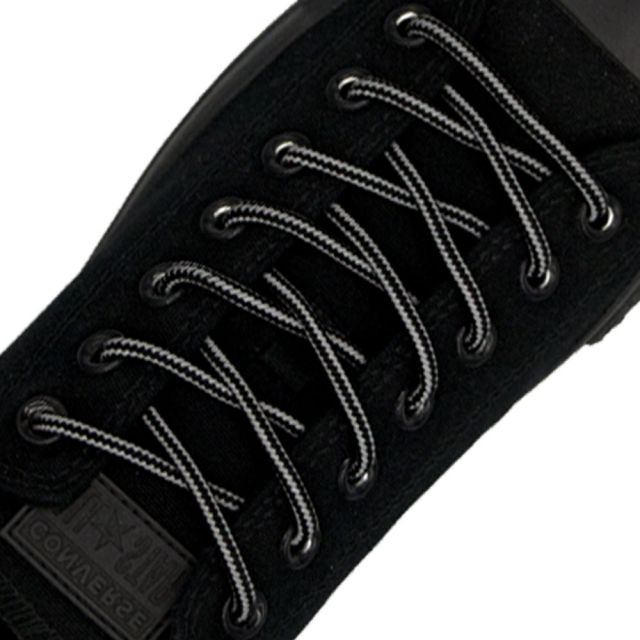 Two Tone Reflective Bootlace Shoelace Black Grey 100cm - Ø4mm STRIPE