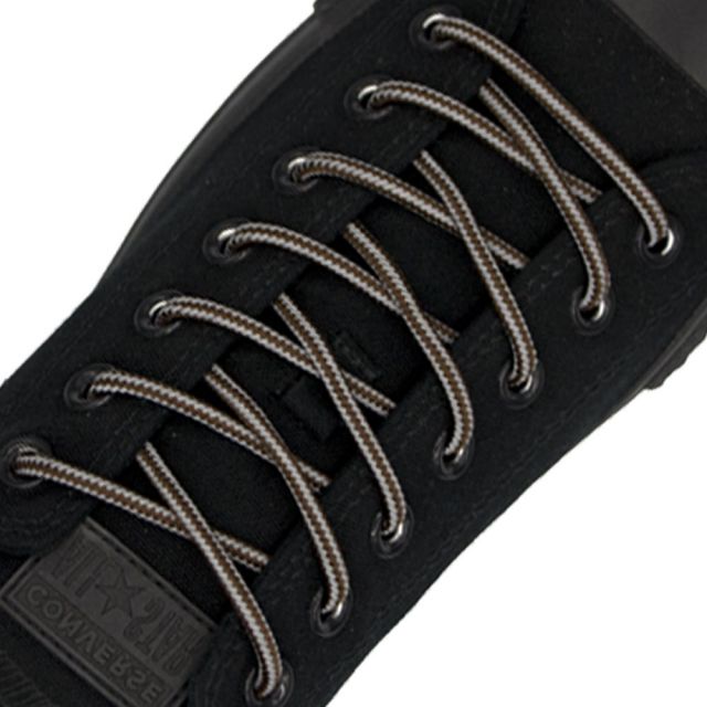 Two-Tone Reflective Bootlace Shoelace Dark Brown Grey - Ø4mm STRIPE