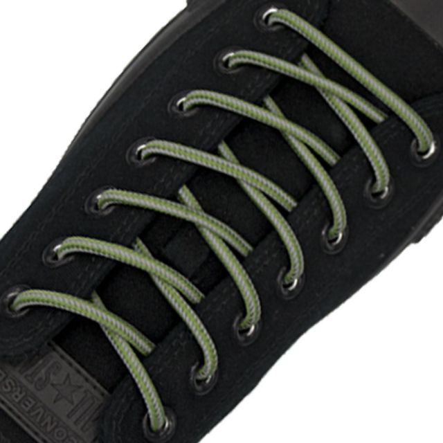Two-Tone Reflective Bootlace Shoelace Green Grey - Ø4mm STRIPE