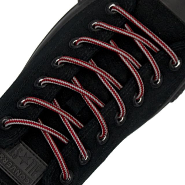 Two-Tone Reflective Bootlace Shoelace Red Grey - Ø4mm STRIPE