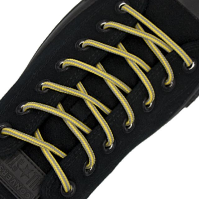 Two-Tone Reflective Bootlace Shoelace Yellow Grey - Ø4mm STRIPE
