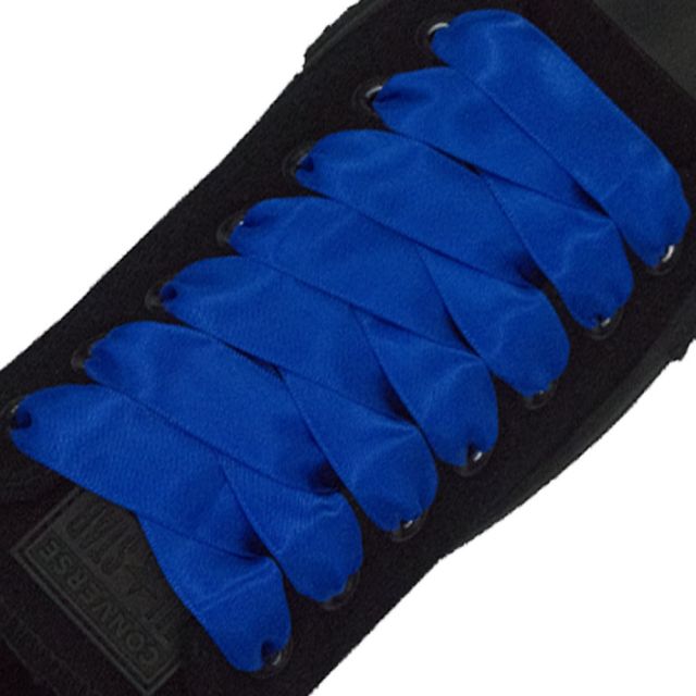 Satin Ribbon Shoelaces Flat Electric Blue - 100cm Length - 2cm Width