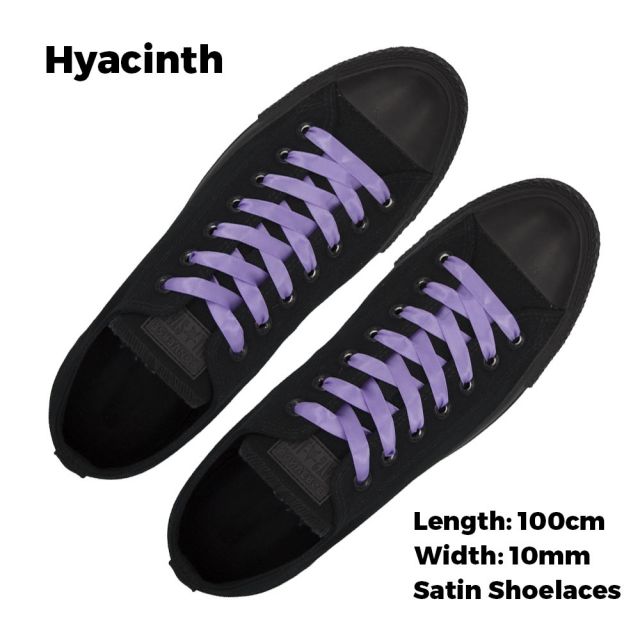 Satin Ribbon Shoelaces Flat Hyacinth - 100cm Length - 1cm Width