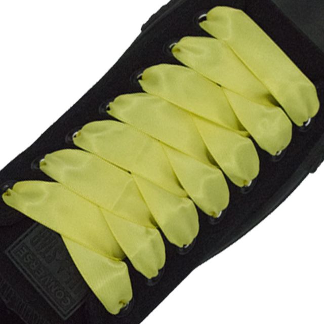 Satin Ribbon Shoelaces Flat Lemon Yellow - 100cm Length - 2cm Width