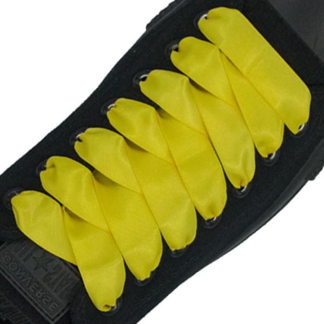 Satin Ribbon Shoelaces Flat Maize Yellow - 100cm Length - 2cm Width